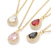 Brass Micro Pave Cubic Zirconia Pendant Necklaces NJEW-F281-06-1