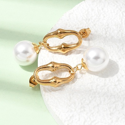 304 Stainless Steel Stud Dangle Earrings EJEW-E618-01G-1