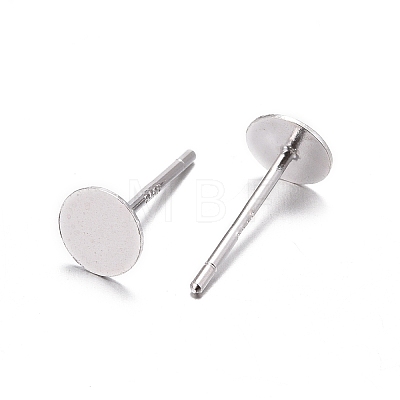 925 Sterling Silver Flat Pad  Stud Earring Findings STER-K167-045D-S-1