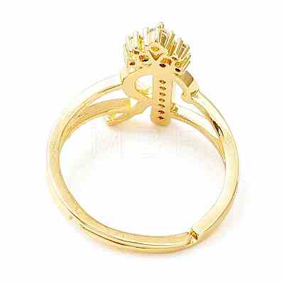 Clear Cubic Zirconia Initial Letter with Crown Adjustable Ring RJEW-M139-17R-1