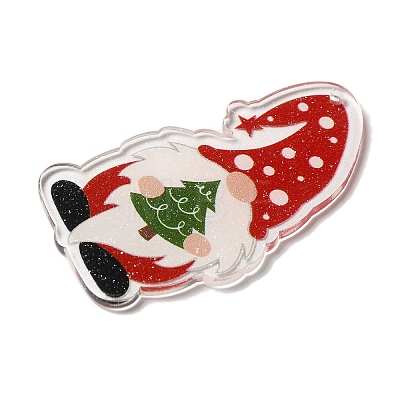 Printed Christmas Theme Acrylic Pendants OACR-L018-10G-1