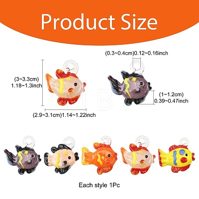5Pcs 5 Colors Handmade Lampwork Pendants LAMP-FS0001-80A-1