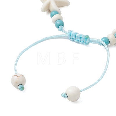 Starfish & Turtle Synthetic Turquoise Beads Braided Bead Bracelets for Women BJEW-JB12130-03-1