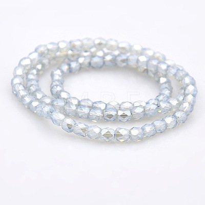 Pearl Luster Plated Glass Faceted Drum Beads Strands GLAA-A032-4mm-PL09-1