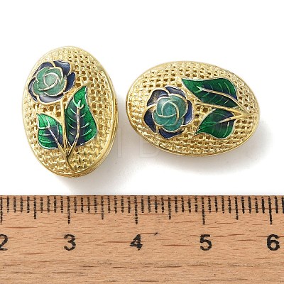 Rack Plating Brass Enamel Beads KK-P276-26C-03G-1