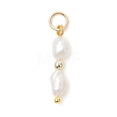 Natural Baroque Keshi Pearl & Electroplate Synthetic Non-magnetic Hematite Beaded Pendants PALLOY-JF04993-01-1