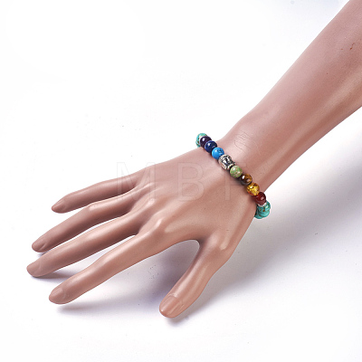 Synthetic Turquoise(Dyed) Stretch Bracelets BJEW-JB03905-03-1