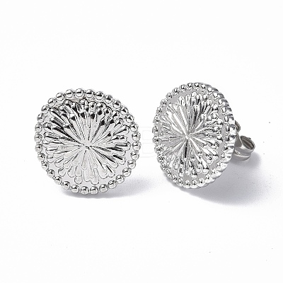 Non-Tarnish 304 Stainless Steel Flower Stud Earrings for Women EJEW-F300-15P-1