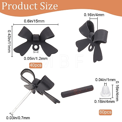 40Pcs Bowknot Alloy Stud Earring Findings FIND-SP0001-16EB-1