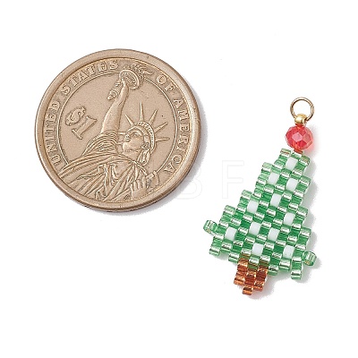 Christmas Themed Glass Seed Beaded Pendants PALLOY-MZ00868-02-1