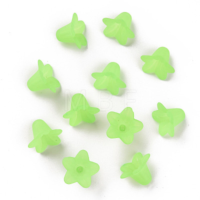 Green Frosted Transparent Acrylic Flower Beads X-PLF018-05-1