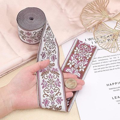 Ethnic style Embroidery Polyester Ribbons OCOR-WH0079-25D-1