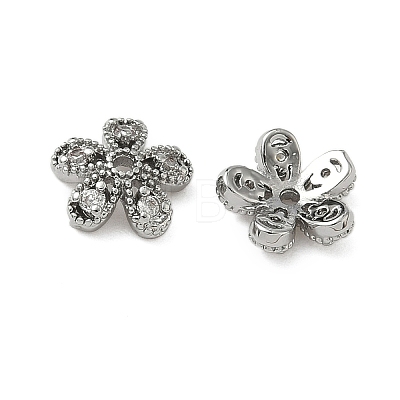 Brass Micro Pave Clear Cubic Zirconia Bead Caps KK-S350-08P-1