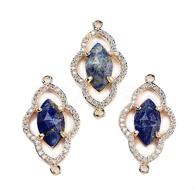 Natural Lapis Lazuli Faceted Connector Charms G-B081-01G-03-1