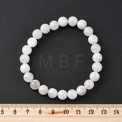 Natural Moonstone Round Beaded Stretch Bracelets for Men Women BJEW-G743-01G-1