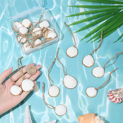 20Pcs Electroplate Sea Shell Pendant Decorations HJEW-BM00068-1
