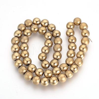 Electroplate Non-magnetic Synthetic Hematite Beads Strands G-Q946-8mm-07-1
