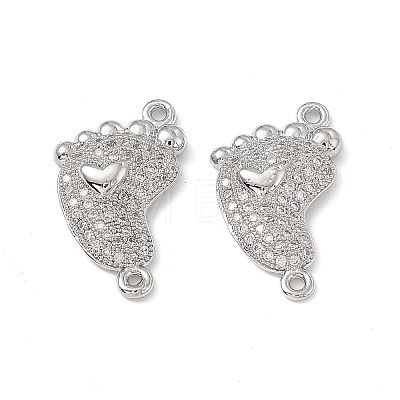 Brass Micro Pave Clear Cubic Zirconia Connector Charms KK-E068-VB032-1