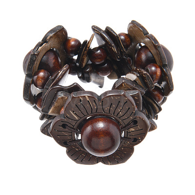 Bohemian Coconut & Wood Beaded Stretch Bracelets for Women WG6B5F6-01-1