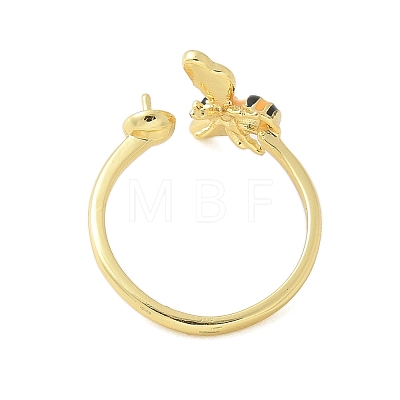 Bees Brass Enamel Cuff Ring Settings KK-K297-04G-1