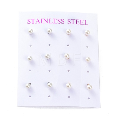 Plastic Imitation Pearl Stud Earrings STAS-D0001-03-B-1