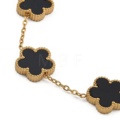 Ion Plating(IP) Resin Flower Link Chain Bracelet BJEW-H602-02G-02A-1