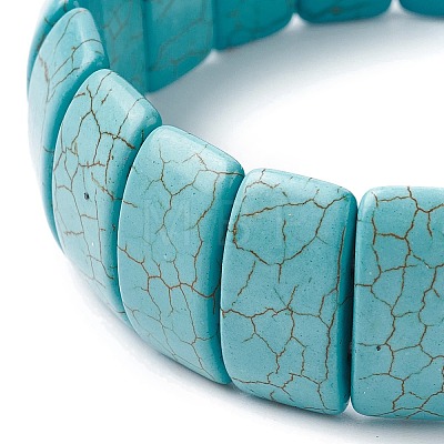 Synthetic Turquoise Rectangle Beaded Stretch Bracelets BJEW-P299-10A-1