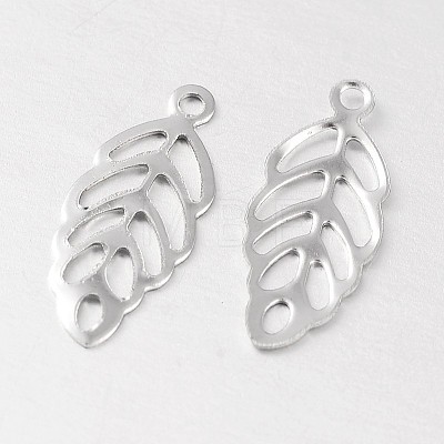 Hollow Leaf 316 Surgical Stainless Steel Filigree Charms X-STAS-M258-06-1