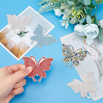  5Pcs 5 Colors Butterfly Glass Rhinestone Patches DIY-NB0005-14-1