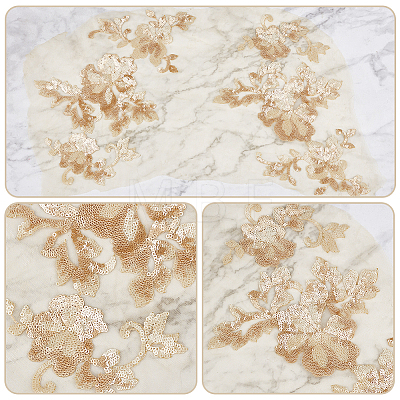 Gorgecraft 1 Pair 3D Flower Polyester Embroidery Sew on Appliques PATC-GF0001-35B-1