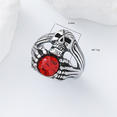 Halloween 304 Stainless Steel Rhinestone Finger Rings GJ8747-4-1