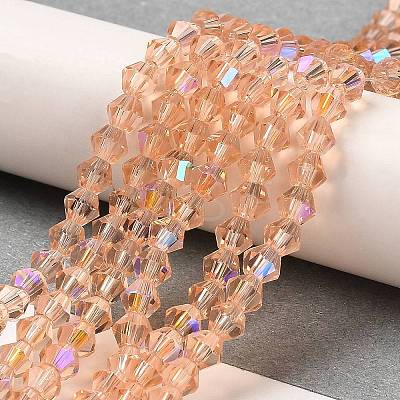 Transparent Electroplate Glass Beads Strands GLAA-F029-4mm-D15-1