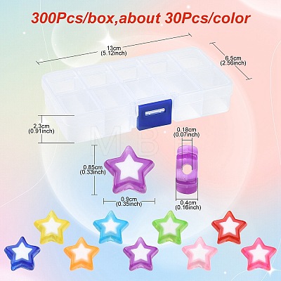 300Pcs 10 Colors Star Acrylic Beads TACR-YW0001-93-1