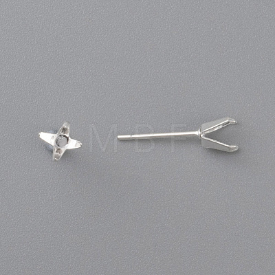 304 Stainless Steel Prong Earring Settings X-STAS-O098-06S-03-1