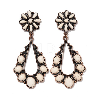 Alloy Synthetic Turquoise Dangle Stud Earrings EJEW-U053-12R-1
