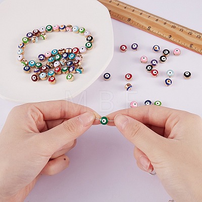 72Pcs 12 Colors Alloy Enamel Beads ENAM-SZ0001-82-1