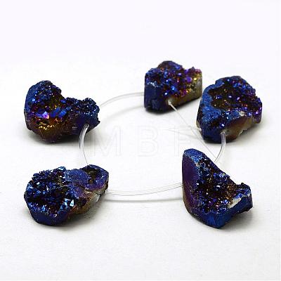 Electroplated Natural Druzy Agate Beads Strands G-N0259-02-1