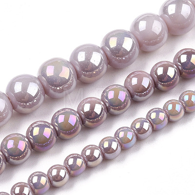 Electroplate Opaque Glass Beads Strands X-GLAA-T032-P6mm-AB07-1