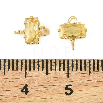 Brass Pave Cubic Zirconia Rectangle Connector Charms KK-P347-06G-1