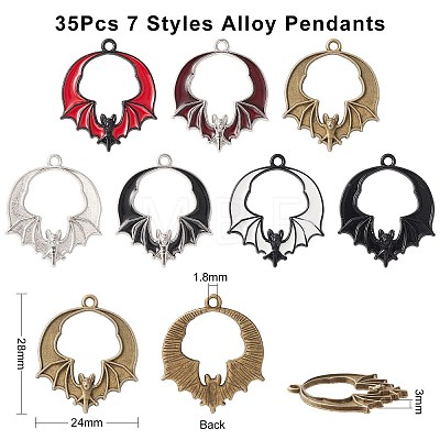 35Pcs 7 Styles Alloy Pendants PALLOY-CJ0002-46-1