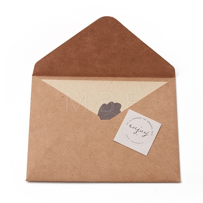 Leaf Pattern Kraft Envelopes and Greeting Cards Set DIY-WH0161-37A-1