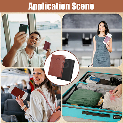 2Pcs 2 Colors PU Leather Passport Cover OFST-CL0001-10C-1