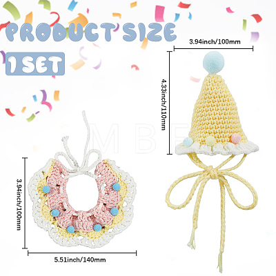 Cotton Cat Collar & Pet Hat Sets AJEW-WH20006-344B-1