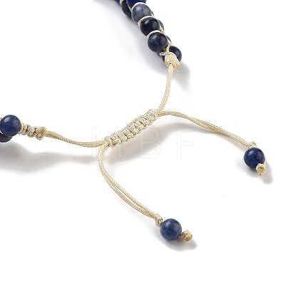 Natural Sodalite Braided Round Bead Bracelets BJEW-K251-06M-1