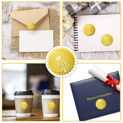 34 Sheets Self Adhesive Gold Foil Embossed Stickers DIY-WH0509-061-1