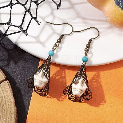 Synthetic Turquoise Dangle Earrings EJEW-JE05793-1