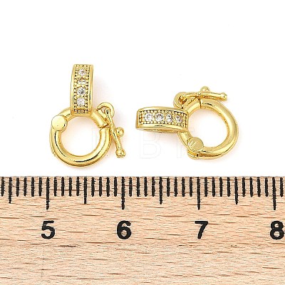 Brass Micro Pave Clear Cubic Zirconia Twister Clasps KK-H202-18G-1