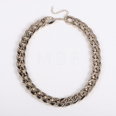 Cuban Link CCB Plastic Chain Necklace for Men NJEW-JN00849-1
