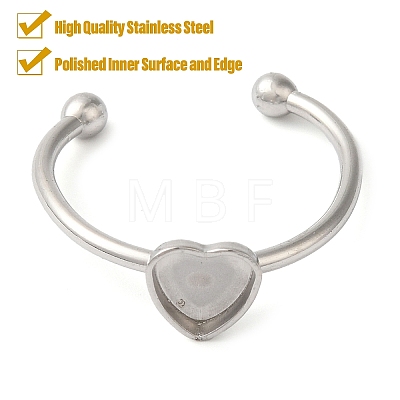 Non-Tarnish 304 Stainless Steel Open Cuff Ring Components STAS-I306-01P-1