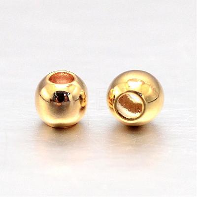Real Gold Plated Brass Round Spacer Beads KK-L147-197-2mm-NR-1